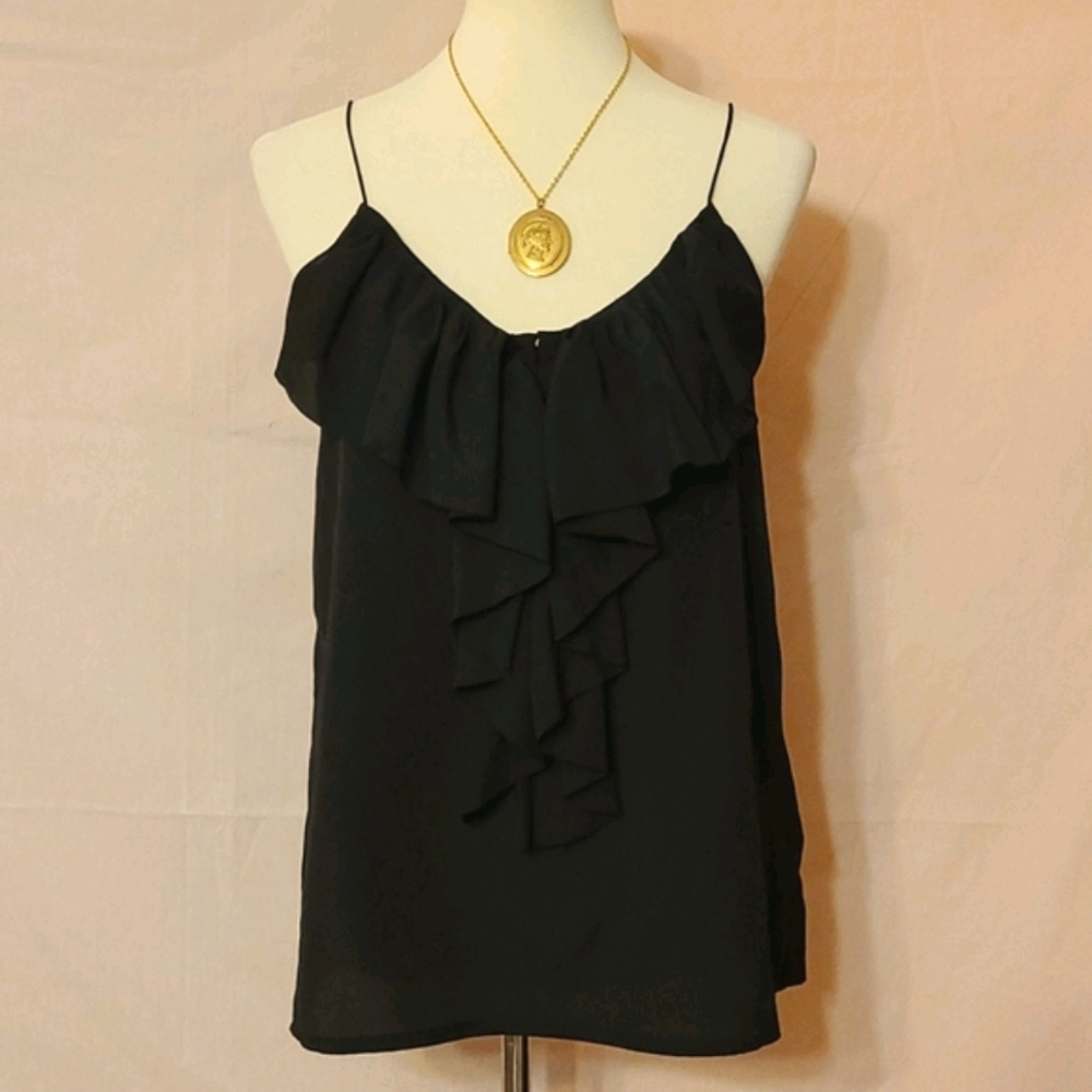 H&M Black Frilled Front Spaghetti Strap Top